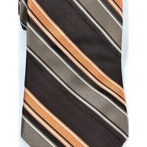 Michael Kors Men's Silk Neck Tie Brown Orange Textured Stripe 60"